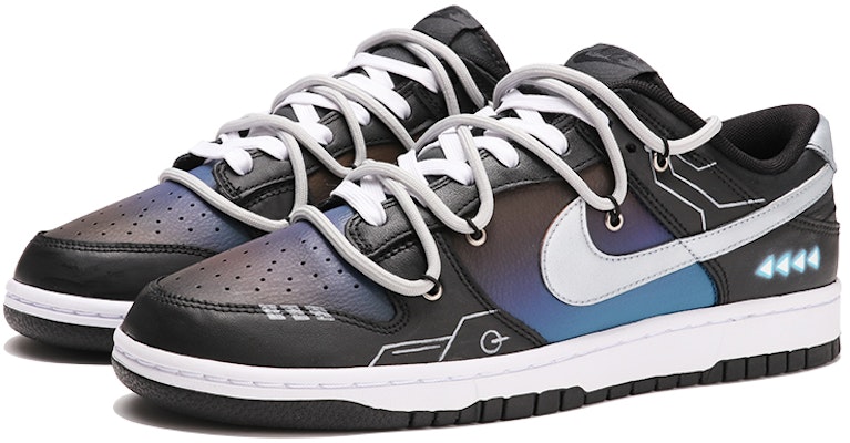 【定制球鞋】Nike Dunk Low Retro 未來科技 機能 電玩 賽博朋克 高街 低幫 休閒板鞋 男款 黑白藍 Lookbook 【定制球鞋】Nike Dunk Low Retro 未來科技 機能 電玩 賽博朋克 高街 低幫 休閒板鞋 男款 黑白藍