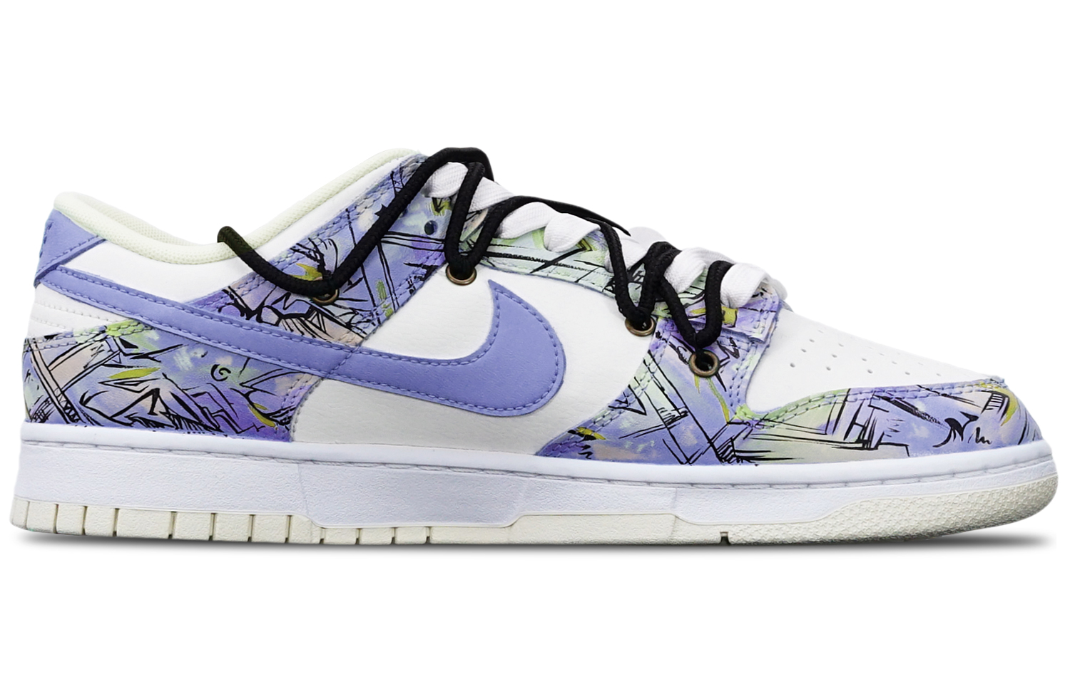 Order [Sepatu Kustom] Nike Dunk Low Retro 'Cyberpunk Abstrak Grafiti Biru-Ungu' DJ6188-100(TeamT-机械线路蓝紫S-BOX)