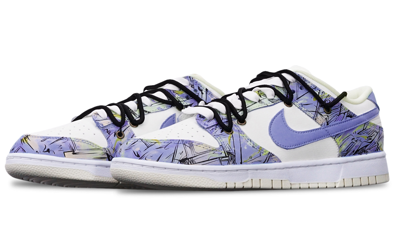 Lookbook [Sepatu Kustom] Nike Dunk Low Retro 'Cyberpunk Abstrak Grafiti Biru-Ungu' DJ6188-100(TeamT-机械线路蓝紫S-BOX)