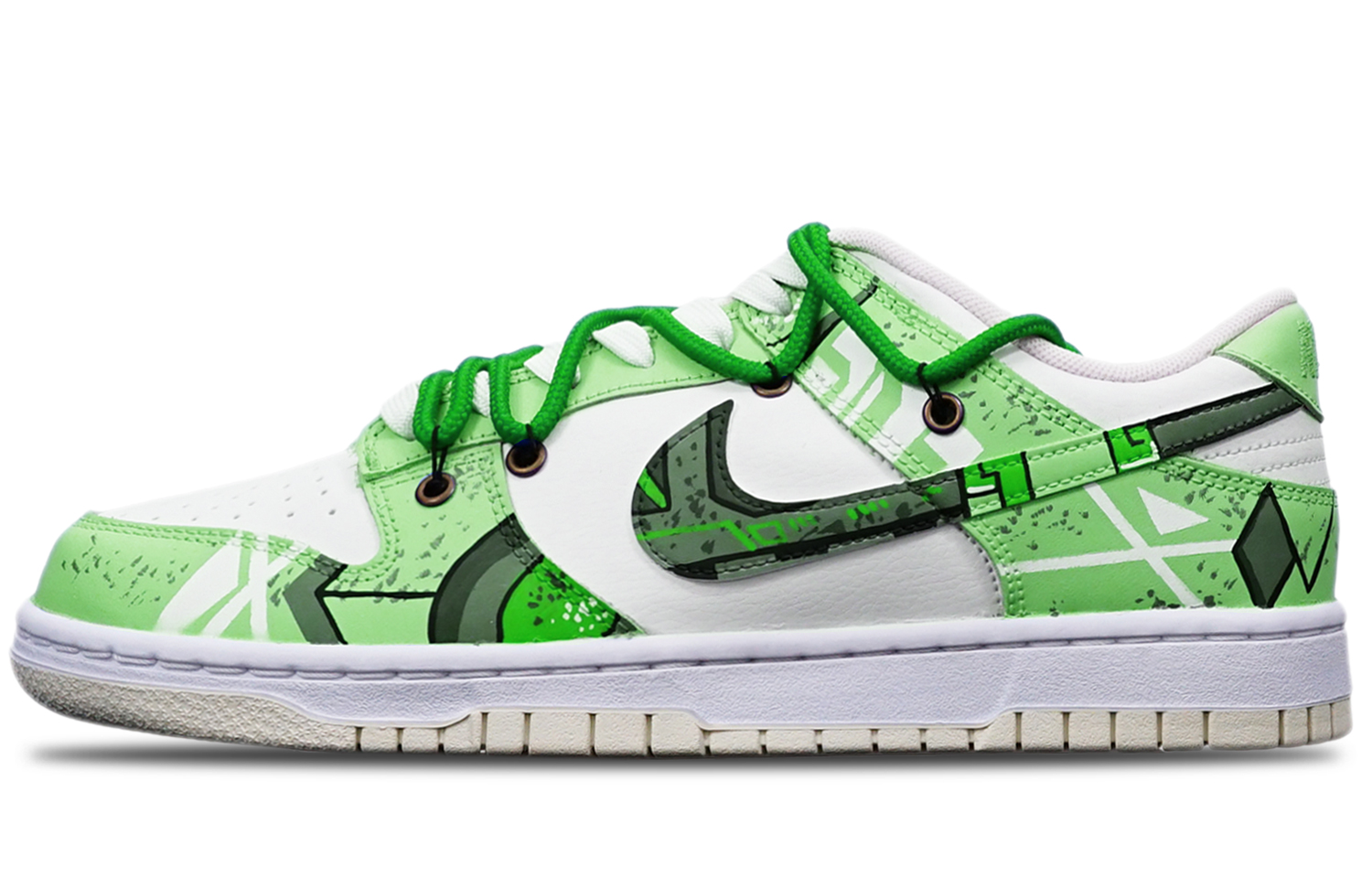 Buy [定制鞋] 耐克Dunk Low复古'赛博朋克战损高达苹果绿' DJ6188-100(TeamT-战损苹果绿S-BOX)