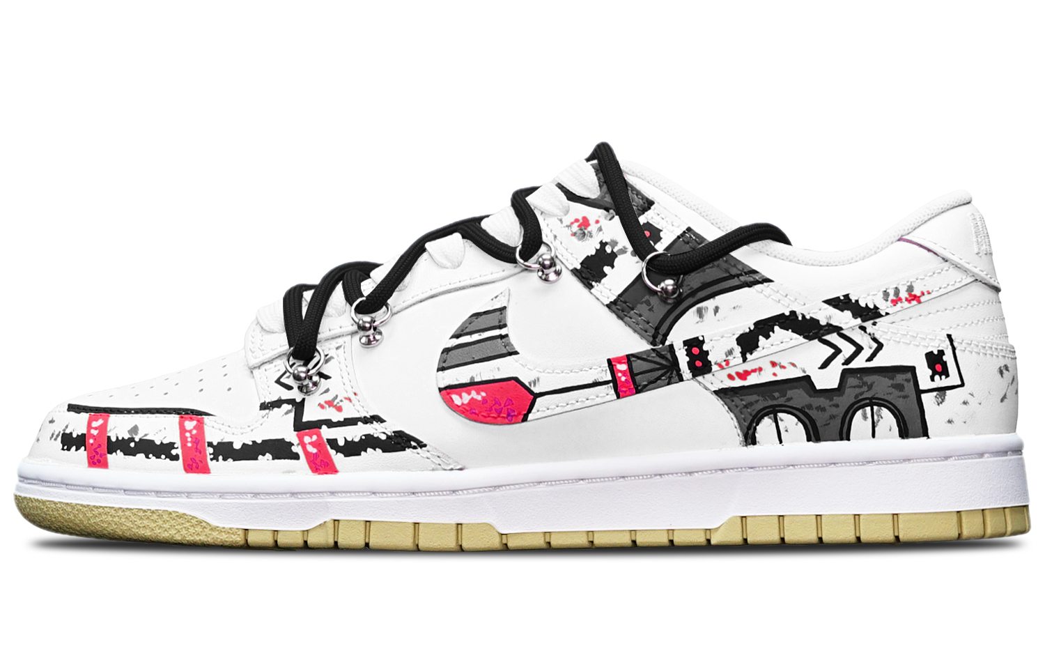 [Custom Shoes] Nike Dunk Low Retro 'Cyberpunk Battle Damaged Gundam Black White Red'