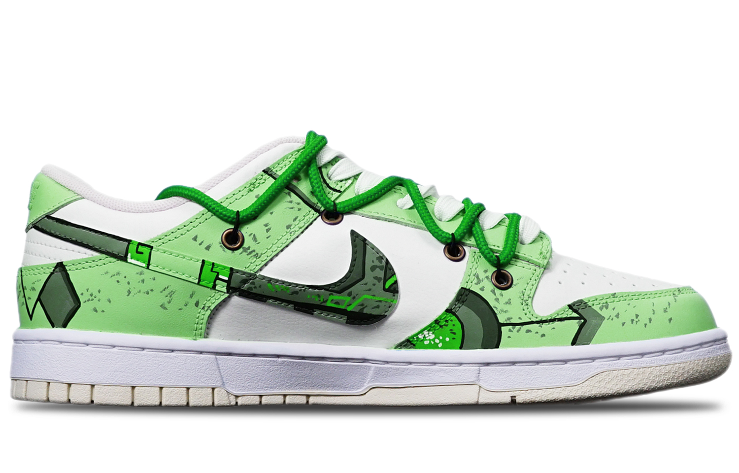 Order [定制鞋] 耐克Dunk Low复古'赛博朋克战损高达苹果绿' DJ6188-100(TeamT-战损苹果绿S-BOX)