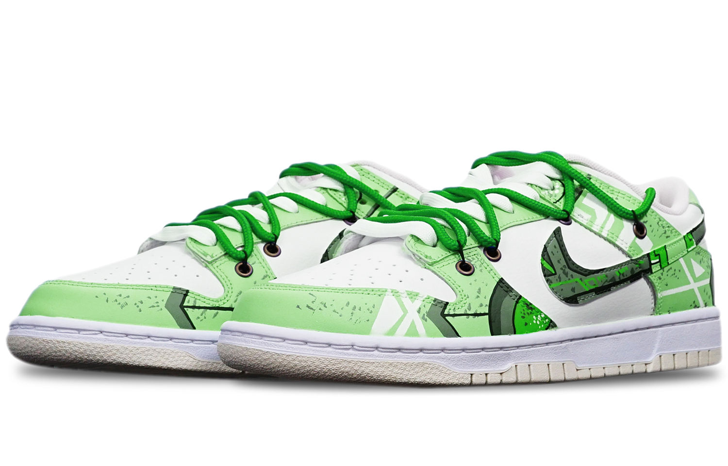 Lookbook [定制鞋] 耐克Dunk Low复古'赛博朋克战损高达苹果绿' DJ6188-100(TeamT-战损苹果绿S-BOX)