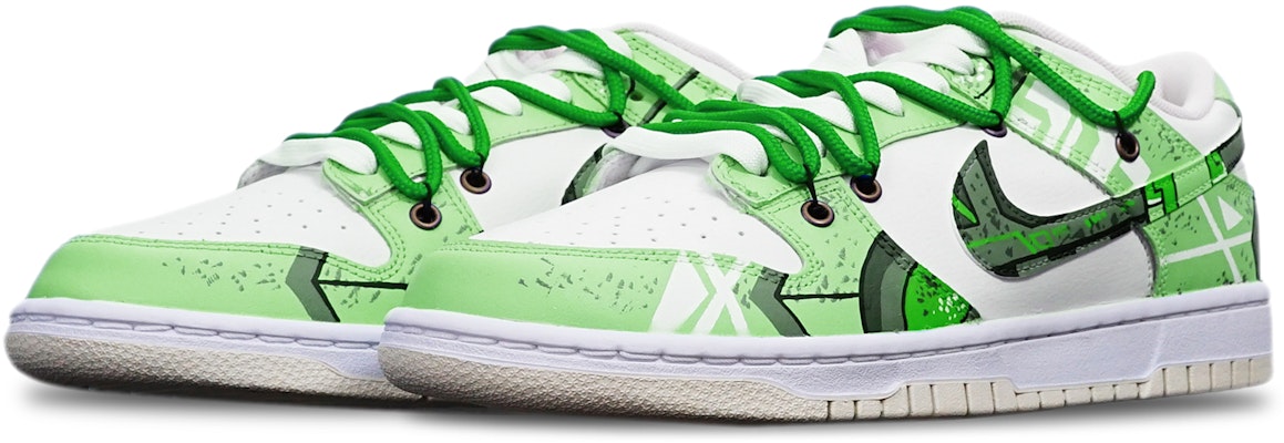 【定制球鞋】Nike Dunk Low Retro 賽博朋克戰損高達機械風 解構 特殊鞋盒 低幫 板鞋 男款 蘋果綠 Lookbook 【定制球鞋】Nike Dunk Low Retro 賽博朋克戰損高達機械風 解構 特殊鞋盒 低幫 板鞋 男款 蘋果綠