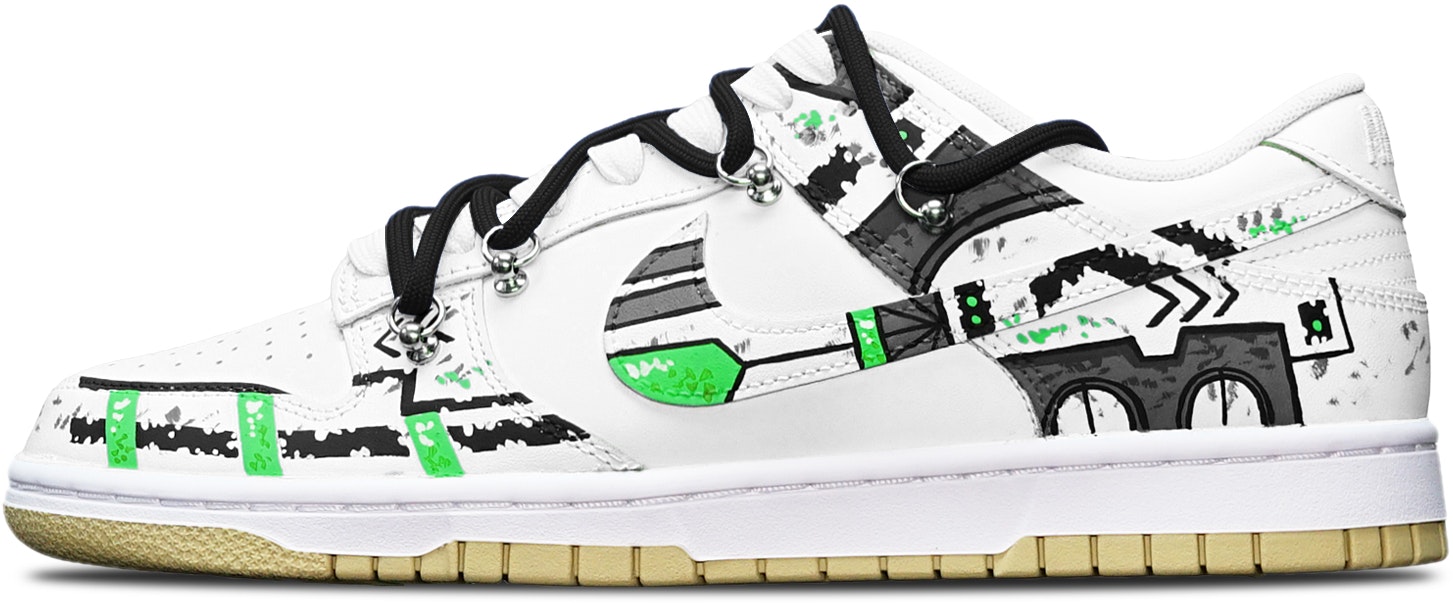 custom-shoes-nike-dunk-low-retro-cyberpunk-black-white-green