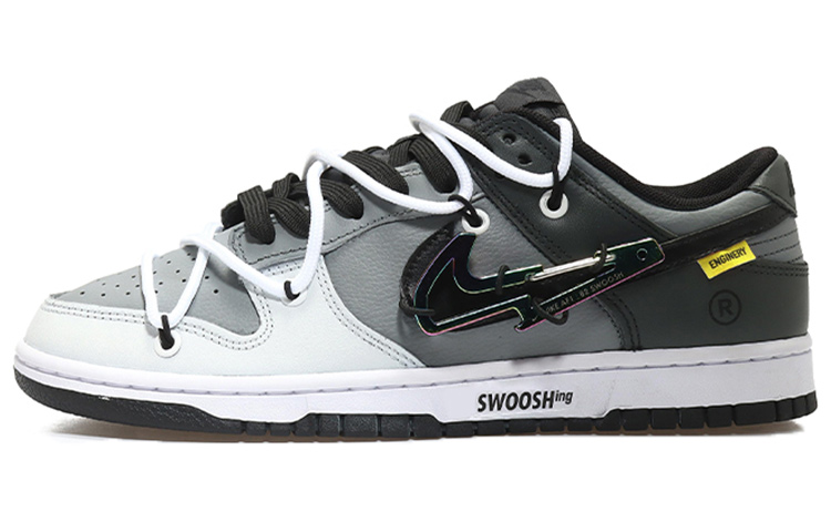 Buy [Kasut Tersuai] Nike Dunk Low Retro 'Cyberpunk Gelap Malam Kelabu Putih' DJ6188-002(Team10-男款闪电钩灰白)