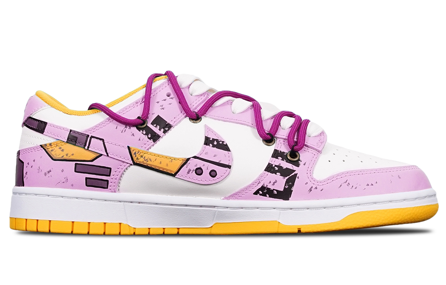 Order [Sepatu Kustom] Nike Dunk Low Retro 'Cyberpunk Deconstructed Ungu Merah Putih' DD1391-702(TeamT-战损II紫红S-BOX)