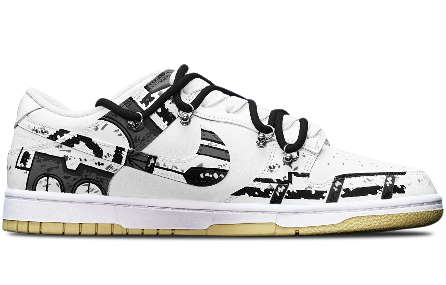 Order Zapatillas Nike Dunk Low Retro 'Cyberpunk Deconstruido Negro Blanco' DV0833-100(TeamT-战损III白黑S-BOX)