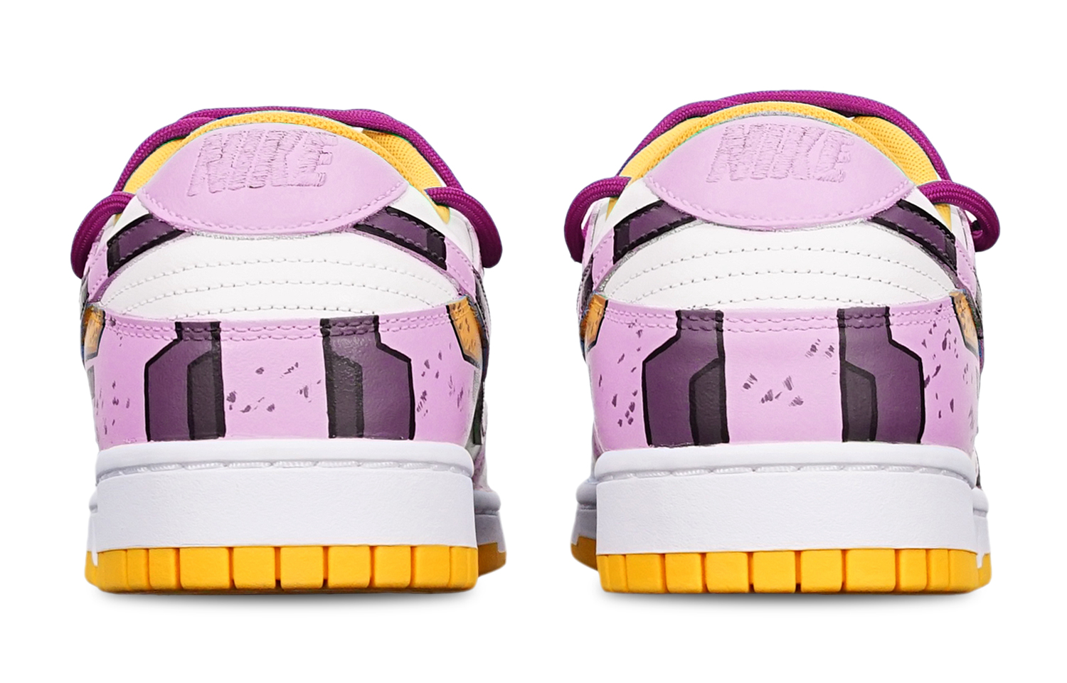 Shop [Sepatu Kustom] Nike Dunk Low Retro 'Cyberpunk Deconstructed Ungu Merah Putih' DD1391-702(TeamT-战损II紫红S-BOX)