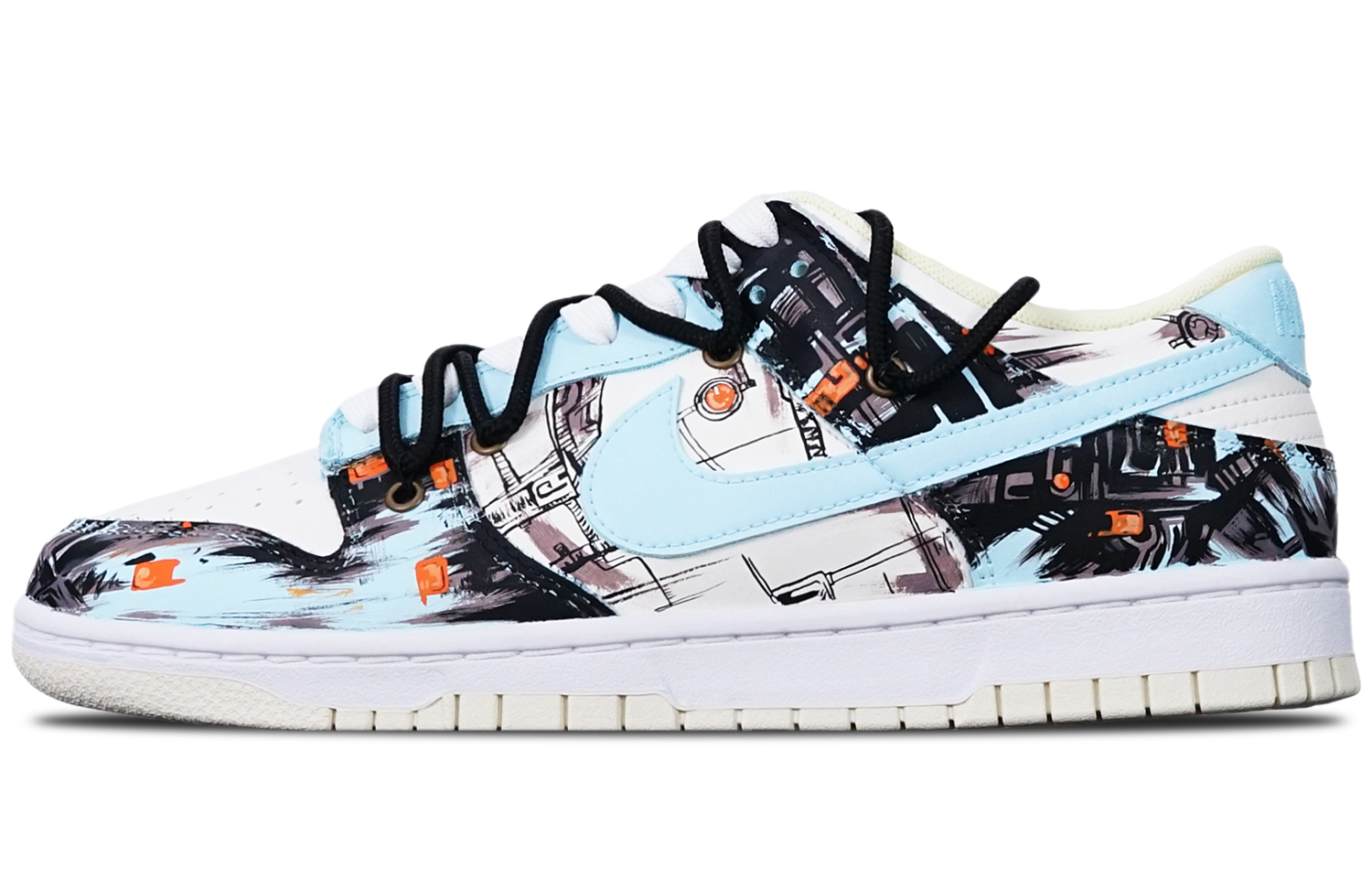 Buy Zapatillas Nike Dunk Low Retro 'Cyberpunk Graffiti Azul Blanco' DJ6188-100(TeamT-赛博涂鸦蓝白S-BOX)