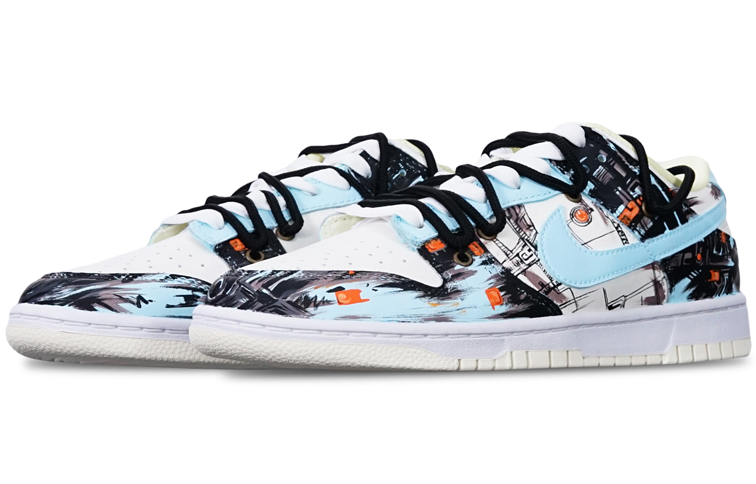 Lookbook Zapatillas Nike Dunk Low Retro 'Cyberpunk Graffiti Azul Blanco' DJ6188-100(TeamT-赛博涂鸦蓝白S-BOX)