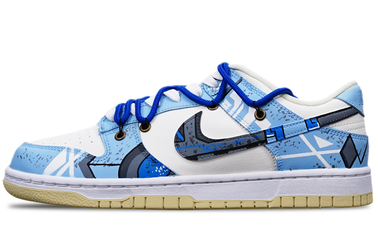 Buy [Kasut Custom] Nike Dunk Low Retro 'Siberpunk Gundam Biru Kabus' DV0833-100(TeamT-战损雾霾蓝S-BOX)