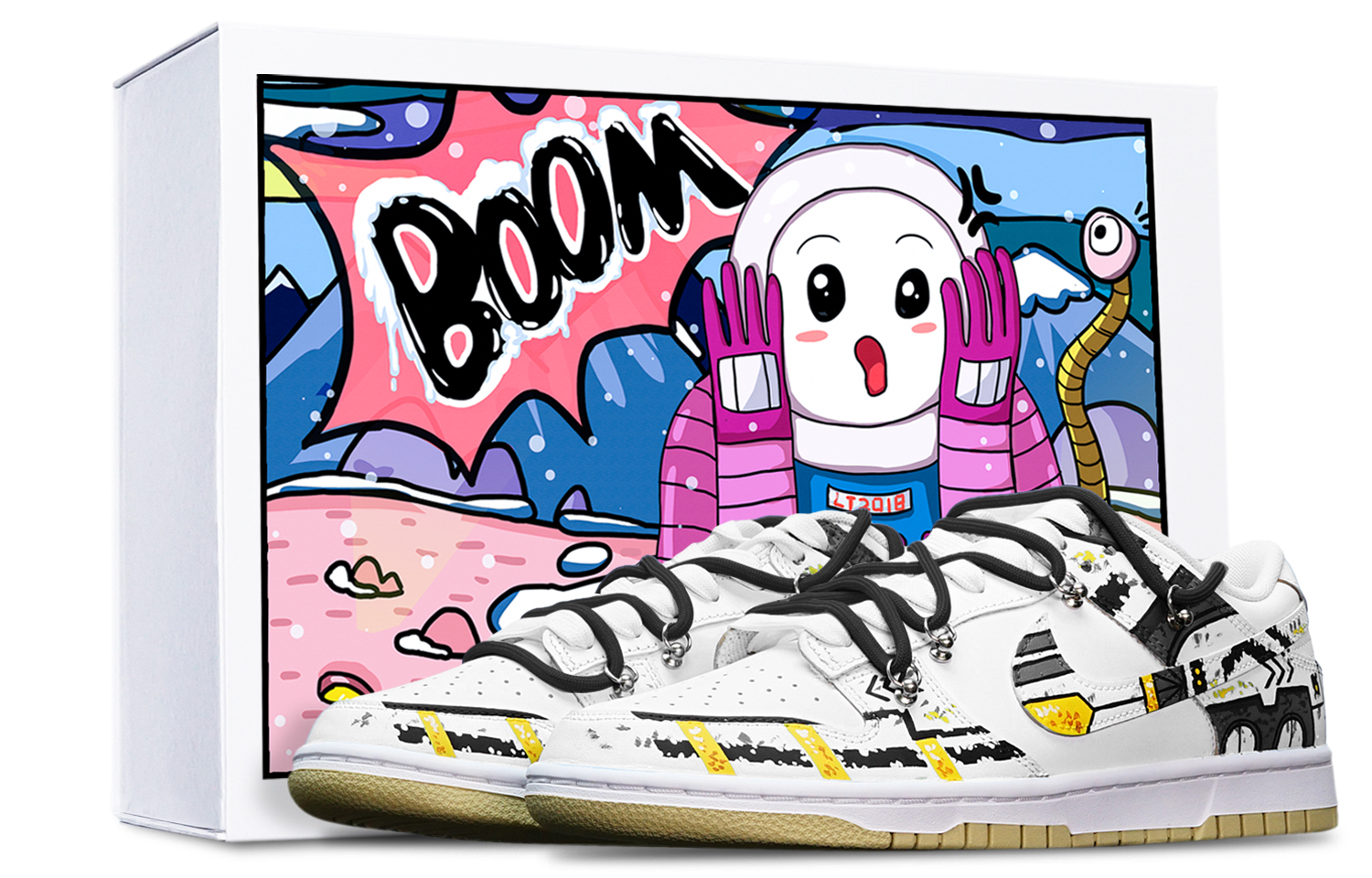 Buy [Sepatu Kustom] Nike Dunk Low Retro 'Cyberpunk Gundam Deconstructed Hitam Putih Oranye' DV0833-100(TeamT-战损III白橙S-BOX)