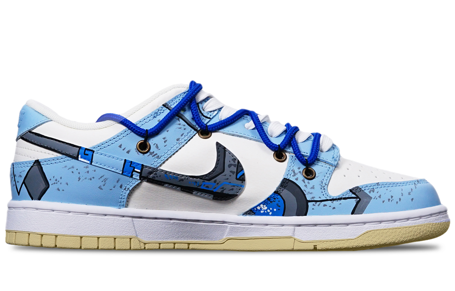 Order [Kasut Custom] Nike Dunk Low Retro 'Siberpunk Gundam Biru Kabus' DV0833-100(TeamT-战损雾霾蓝S-BOX)