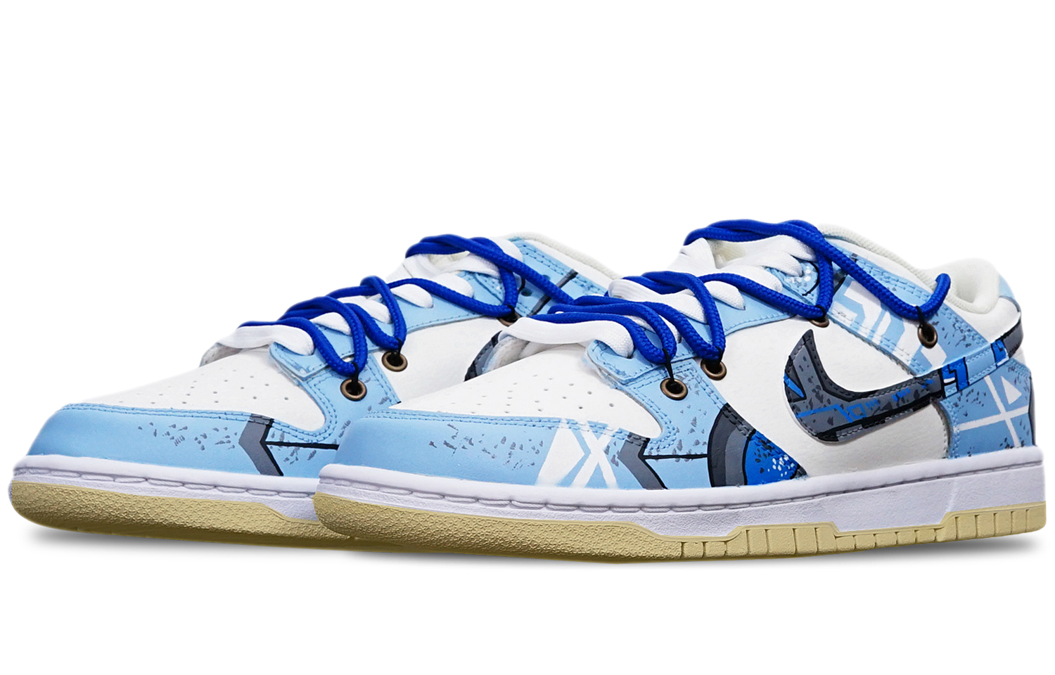 Lookbook [Kasut Custom] Nike Dunk Low Retro 'Siberpunk Gundam Biru Kabus' DV0833-100(TeamT-战损雾霾蓝S-BOX)