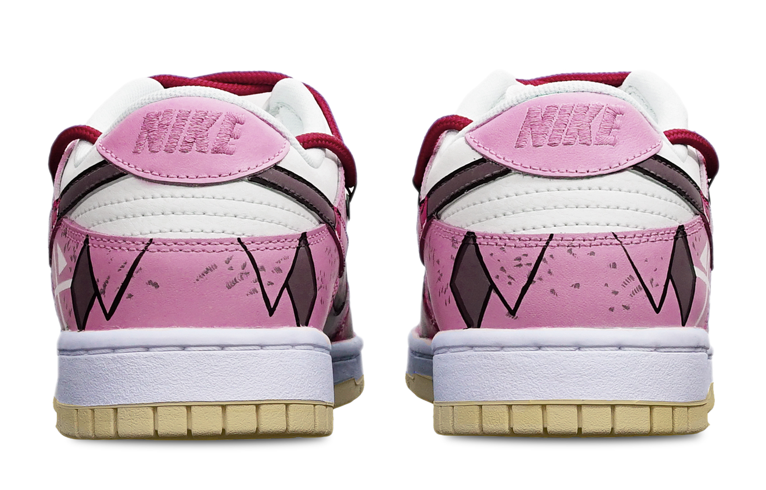 Shop 【客製球鞋】Nike Dunk Low Retro 賽博朋克 戰損高達機械風 解構 復古 限量特殊鞋盒 低筒 滑板鞋 男款 桃紅白