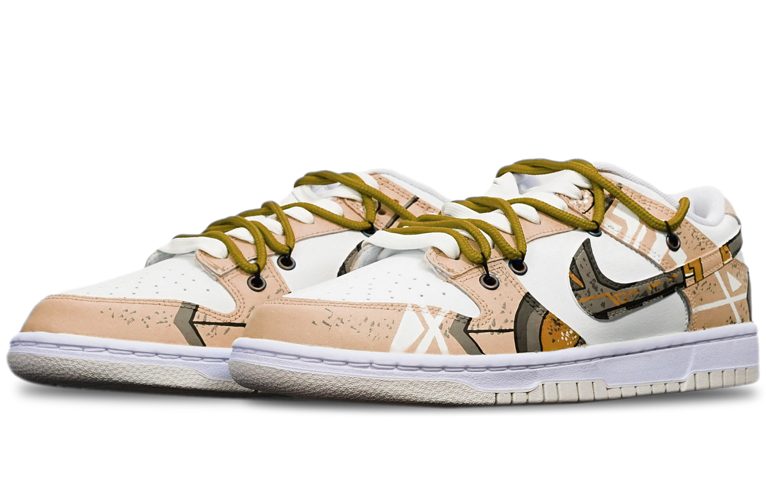 Lookbook [定制鞋款] 耐克Dunk Low复古款‘赛博朋克卡其白’ DJ6188-100(TeamT-战损卡其白S-BOX)