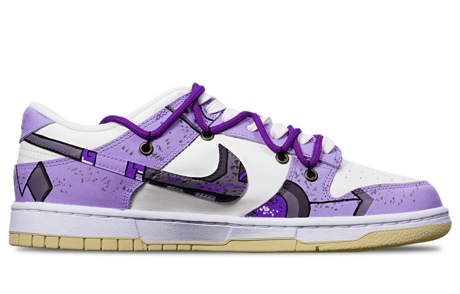 Lookbook 【訂製球鞋】 Nike Dunk Low Retro 網路新潮 決戰創傷高達機械風 解構 限量特殊鞋盒 低筒 板鞋 男款 紫白