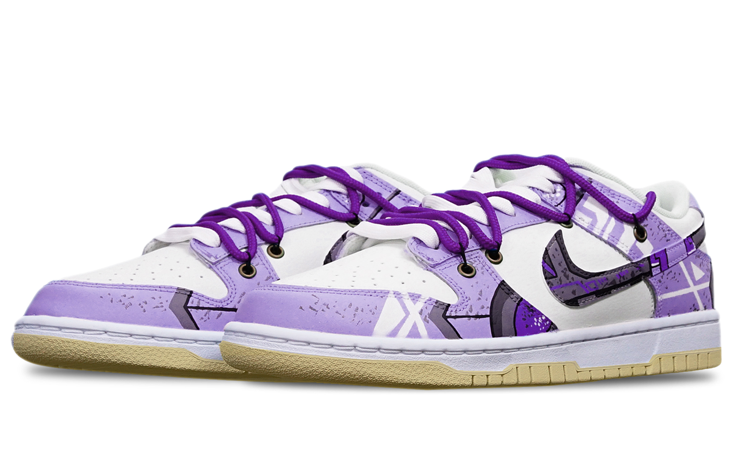 Shop 【訂製球鞋】 Nike Dunk Low Retro 網路新潮 決戰創傷高達機械風 解構 限量特殊鞋盒 低筒 板鞋 男款 紫白