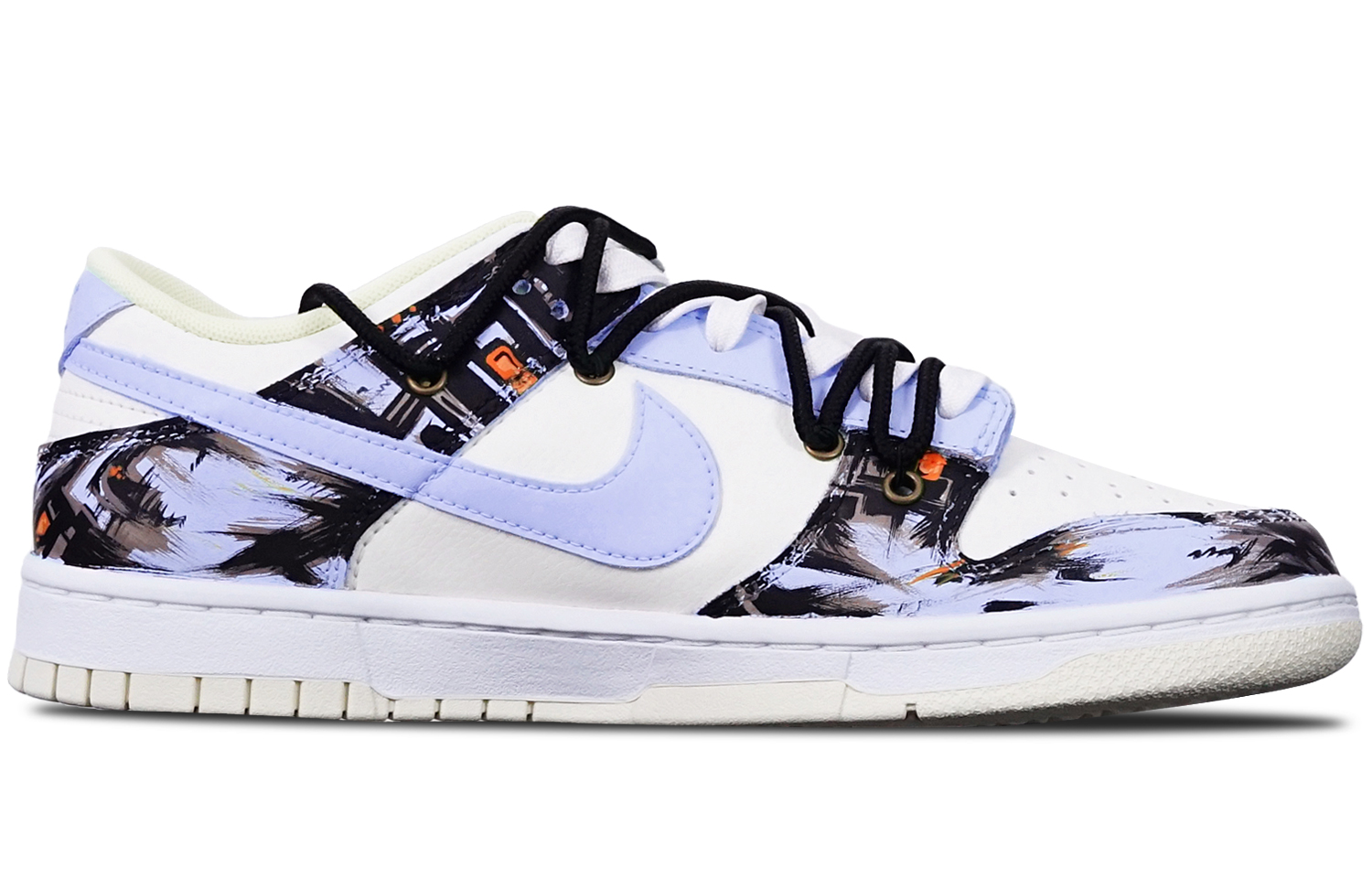 Order [Sepatu Kustom] Nike Dunk Low Retro 'Cyberpunk Ungu Grafiti' DJ6188-100(TeamT-赛博涂鸦紫白S-BOX)