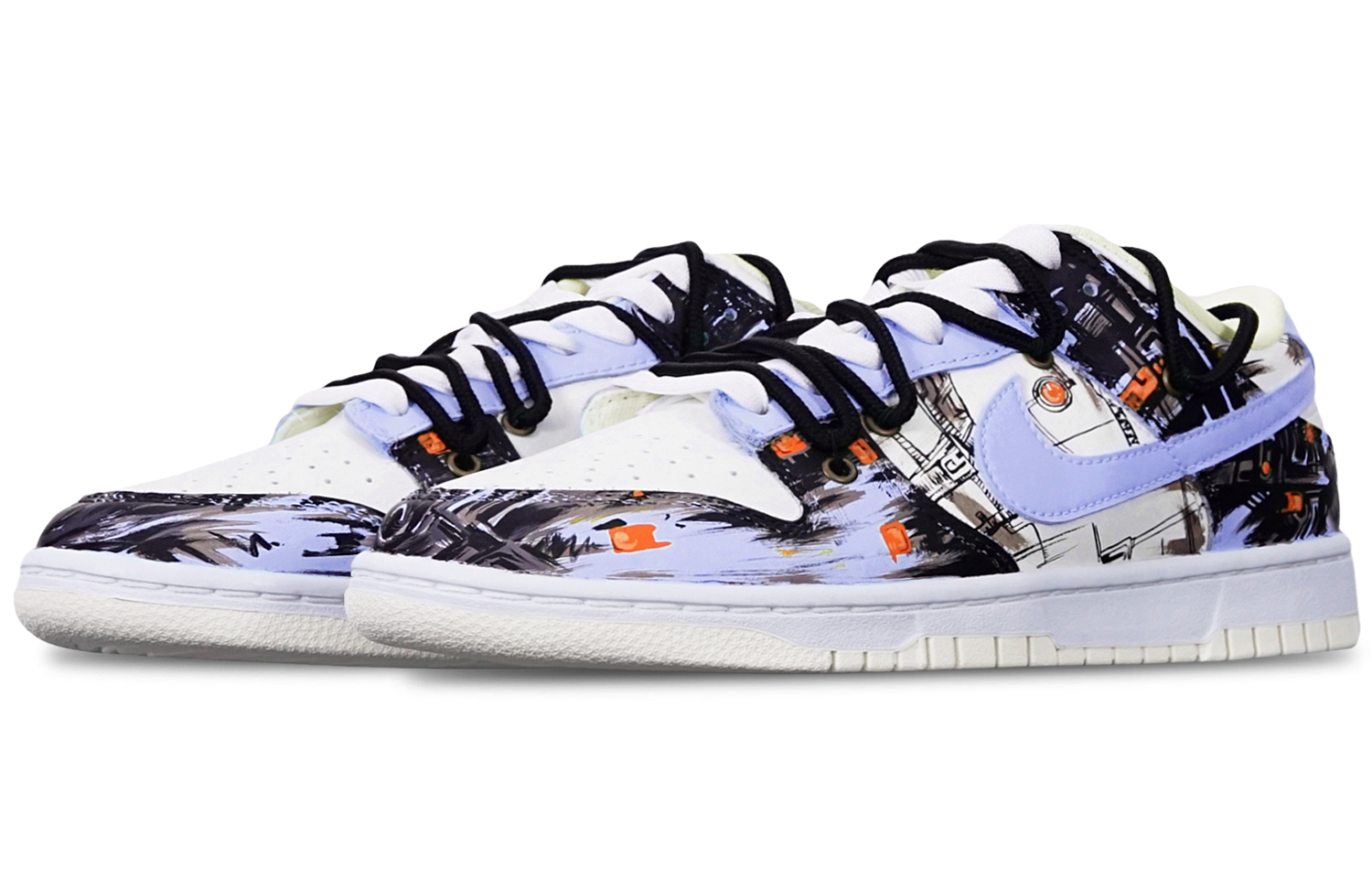 Lookbook [Sepatu Kustom] Nike Dunk Low Retro 'Cyberpunk Ungu Grafiti' DJ6188-100(TeamT-赛博涂鸦紫白S-BOX)