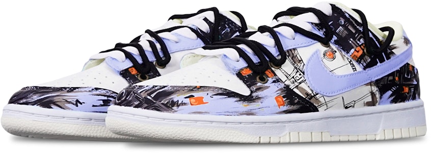 【客製化球鞋】Nike Dunk Low Retro 人工智慧 抽象塗鴉賽博龐克風 解構 特殊鞋盒 低筒 滑板鞋 男款 紫白 Lookbook 【客製化球鞋】Nike Dunk Low Retro 人工智慧 抽象塗鴉賽博龐克風 解構 特殊鞋盒 低筒 滑板鞋 男款 紫白