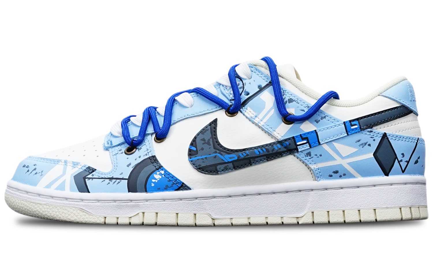 Buy [定制鞋] 耐克Dunk Low复古’赛博朋克高达解构蓝白’ DJ6188-100(TeamT-光变战损雾霾蓝S-BOX)