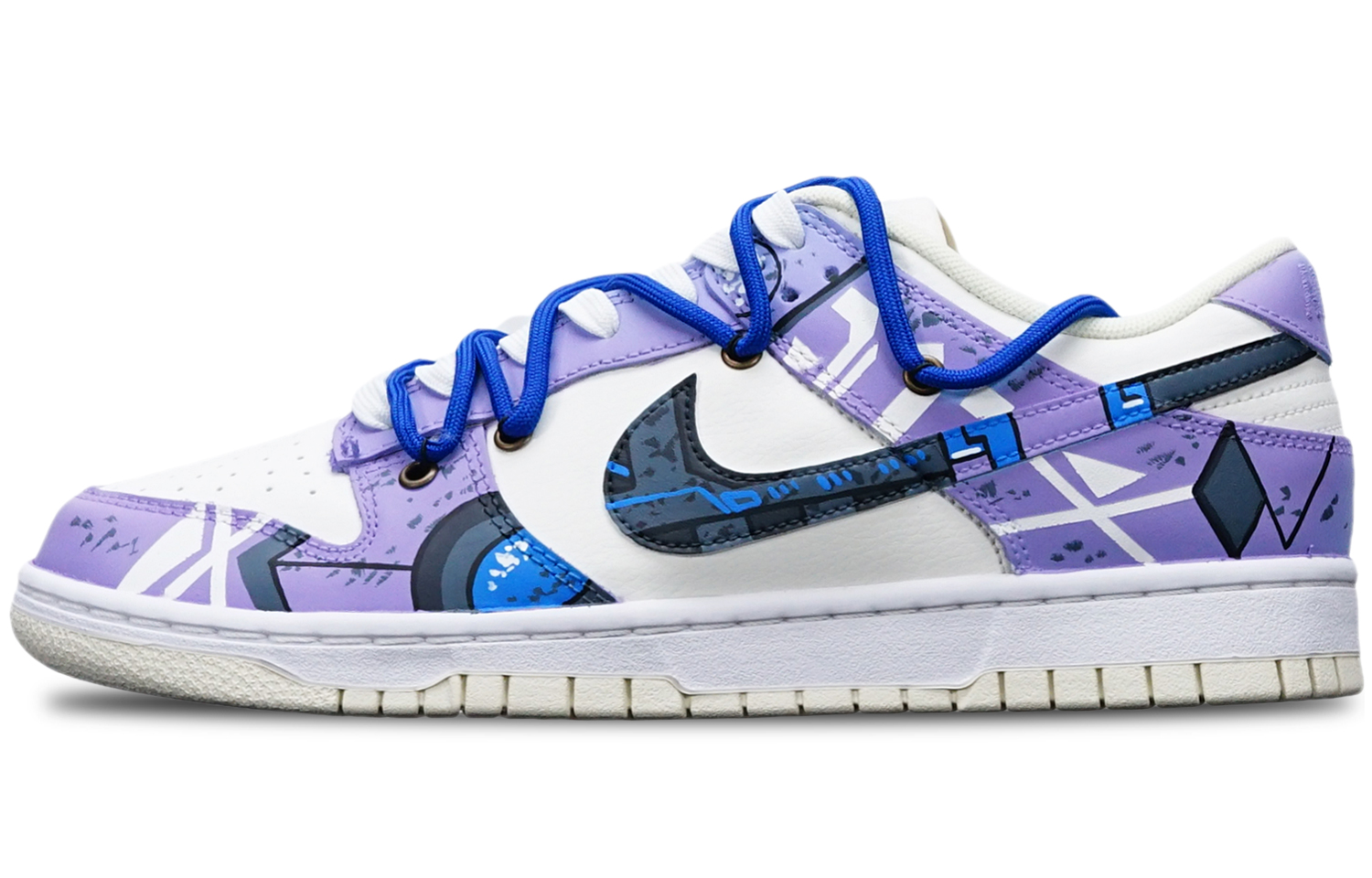 Order [定制鞋] 耐克Dunk Low复古’赛博朋克高达解构蓝白’ DJ6188-100(TeamT-光变战损雾霾蓝S-BOX)