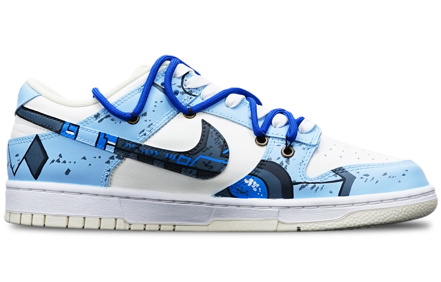 Lookbook [定制鞋] 耐克Dunk Low复古’赛博朋克高达解构蓝白’ DJ6188-100(TeamT-光变战损雾霾蓝S-BOX)