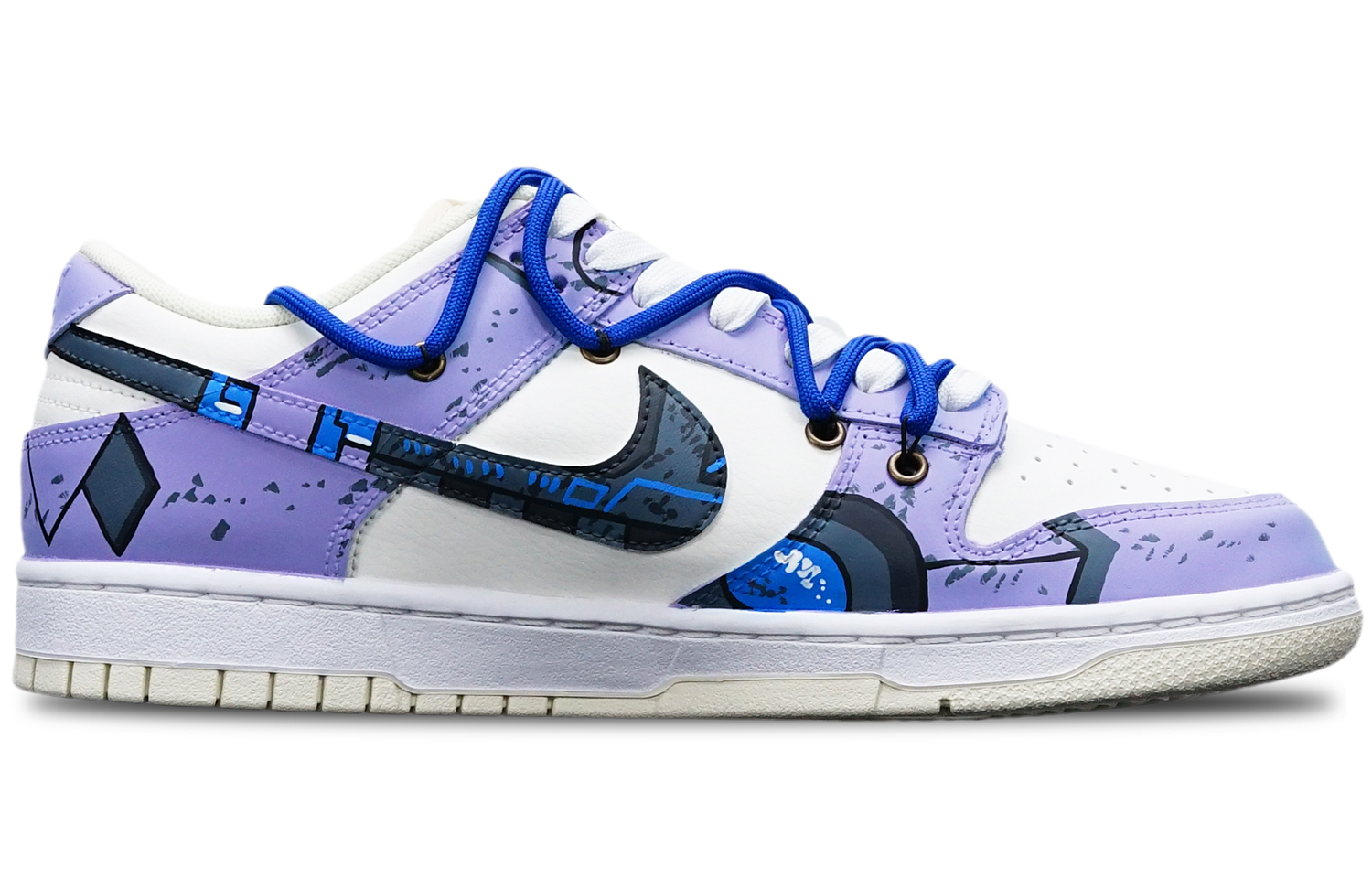 Shop [定制鞋] 耐克Dunk Low复古’赛博朋克高达解构蓝白’ DJ6188-100(TeamT-光变战损雾霾蓝S-BOX)