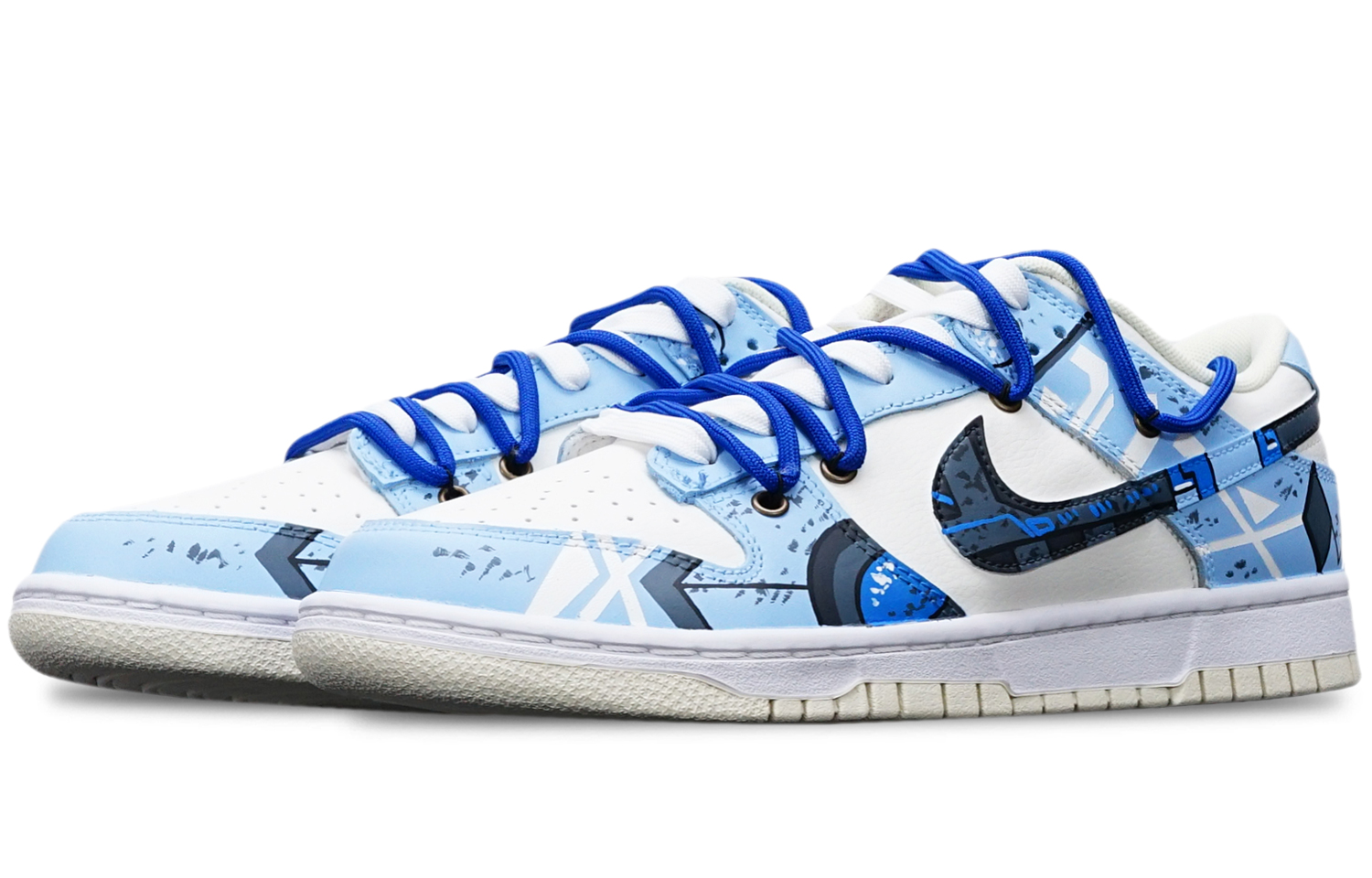 Purchase [定制鞋] 耐克Dunk Low复古’赛博朋克高达解构蓝白’ DJ6188-100(TeamT-光变战损雾霾蓝S-BOX)