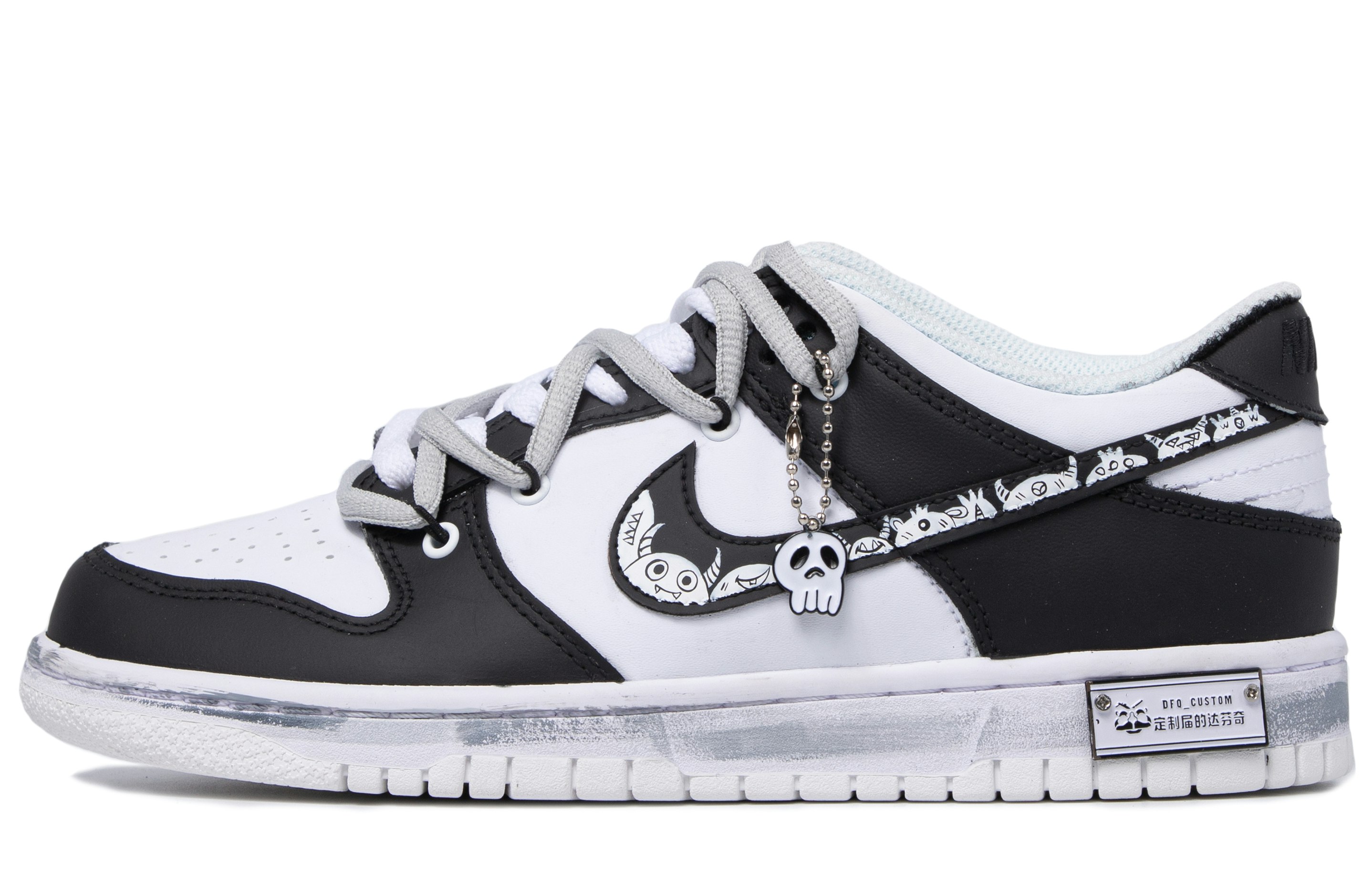 custom-shoes-nike-dunk-low-retro-da-vinci-black-white-graffiti