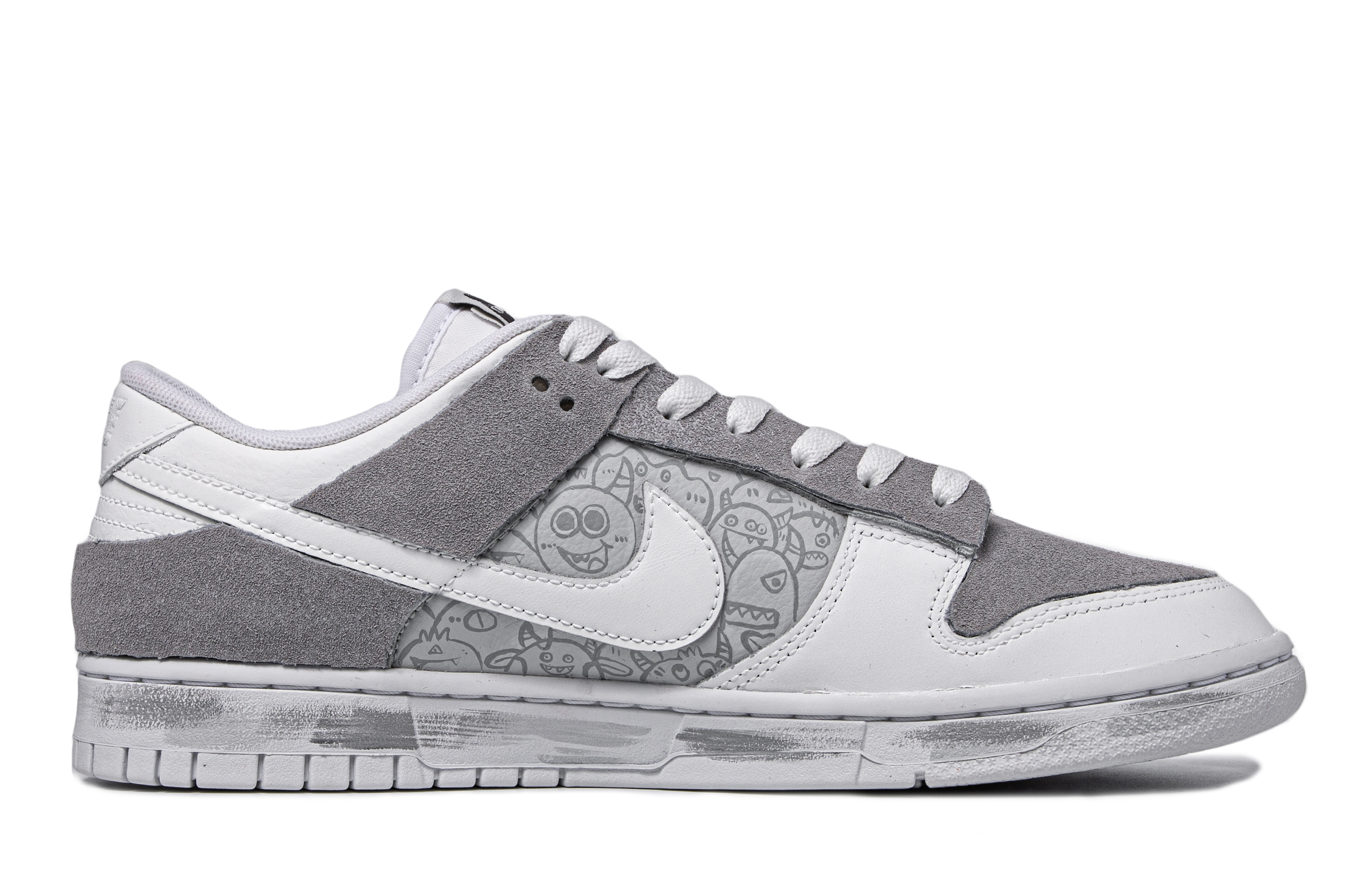 Order [Kasut Tersuai] Nike Dunk Low Retro 'Da Vinci Grey Monster' DH9765-100(TeamM-女款怪兽乐园)