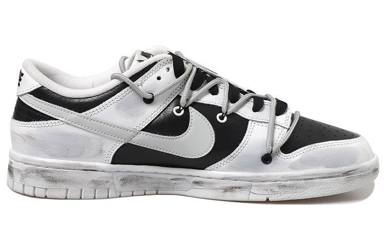 Order 【定制球鞋】 Nike Dunk Low Retro 暗黑小兔 復古 鏡面兔掛飾 做舊Vibe解構鞋帶 低幫 板鞋 男款 白灰黑