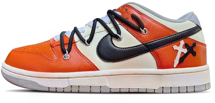custom-shoes-nike-dunk-low-retro-deconstructed-shoelaces-oxidized-orange-cross-graffiti