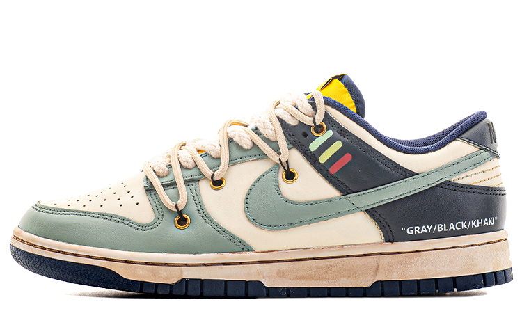 Buy 【定制球鞋】Nike Dunk Low Retro 皮革 回到未来 解構風 Vibe風做舊 高街 低幫 板鞋 男女同款 灰黑卡其