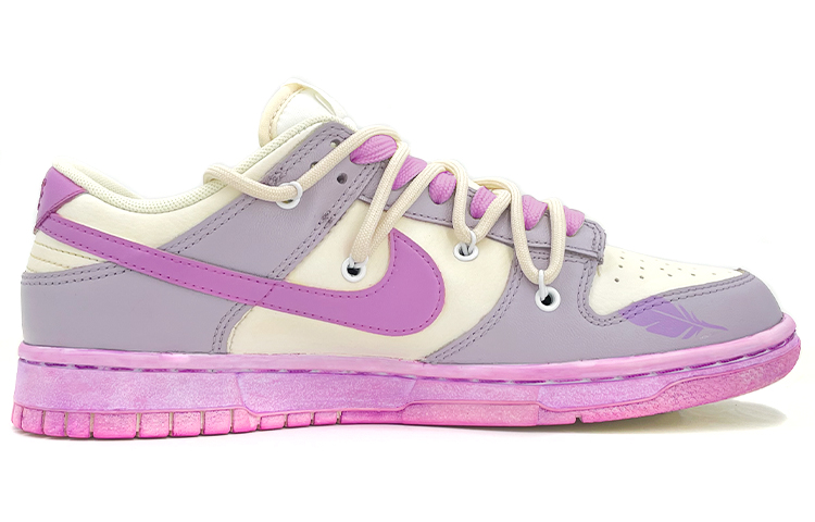 Order [Sepatu Kustom] Nike Dunk Low Retro 'Deconstructed Lace Ungu Sulam Burung & Bulu' DJ6188-100(TeamK-男款解构鞋带飞燕刺绣贴)