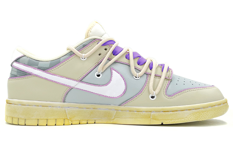 Order Nike Dunk Low Retro "Gris Claro/Morado" (Personalizadas) DJ6188-100(TeamK-男款解构鞋带紫色方块)