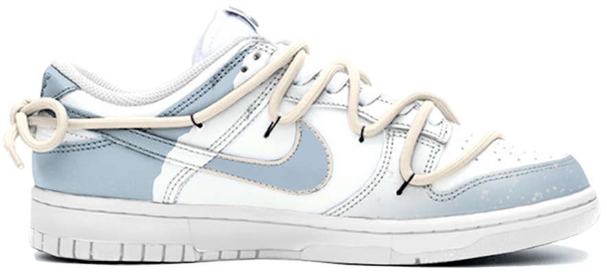 【定制球鞋】Nike Dunk Low Retro 解構風雙鞋帶 波紋 漸變噴繪 英文塗鴉 休閒 低幫 板鞋 男款 藍白 Order 【定制球鞋】Nike Dunk Low Retro 解構風雙鞋帶 波紋 漸變噴繪 英文塗鴉 休閒 低幫 板鞋 男款 藍白