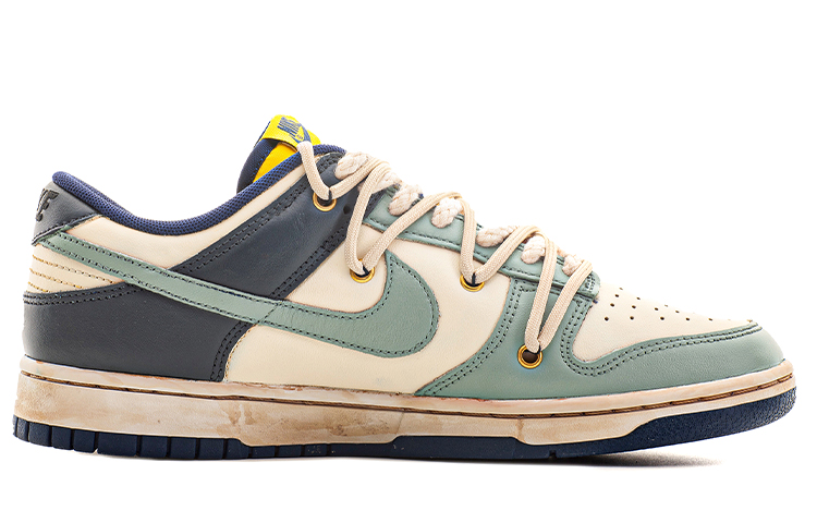 Order 【定制球鞋】Nike Dunk Low Retro 皮革 回到未来 解構風 Vibe風做舊 高街 低幫 板鞋 男女同款 灰黑卡其