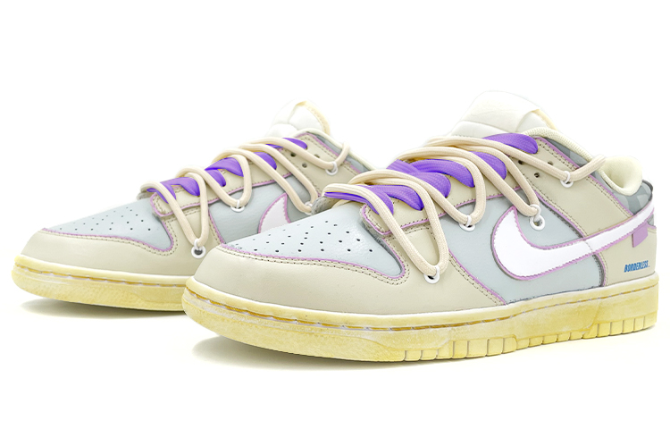 Lookbook Nike Dunk Low Retro "Gris Claro/Morado" (Personalizadas) DJ6188-100(TeamK-男款解构鞋带紫色方块)