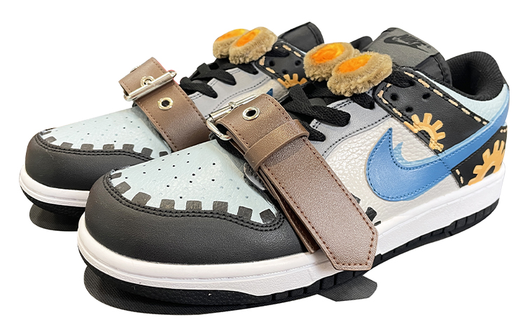Lookbook 【定制球鞋】Nike Dunk Low Retro 復古齒輪 機能 卡通眼睛 皮帶 解構風 手繪塗鴉 低幫 板鞋 男款 黑棕