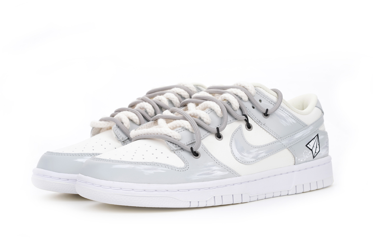Lookbook 【訂製球鞋】Nike Dunk Low Retro 解構 vibe風 做舊 紙飛機 禮物 塗鴉 情侶 低幫 板鞋 男款 灰白