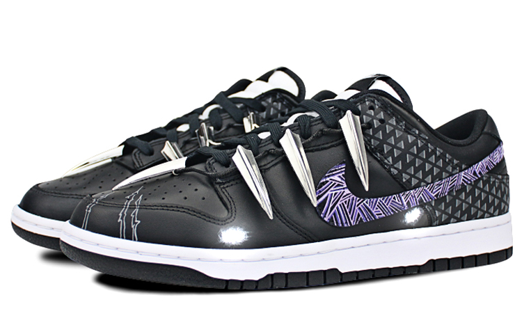 Lookbook 나이키 덩크 로우 '히어로 팬서' 커스텀 (80자 제한 맞춤) DD1391-100(Team-叁男女款喷绘手绘黑银紫黑豹)