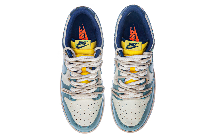 Shop 【定制球鞋】Nike Dunk Low Retro 皮革 回到未来 解構風 Vibe風做舊 高街 低幫 板鞋 男女同款 灰黑卡其