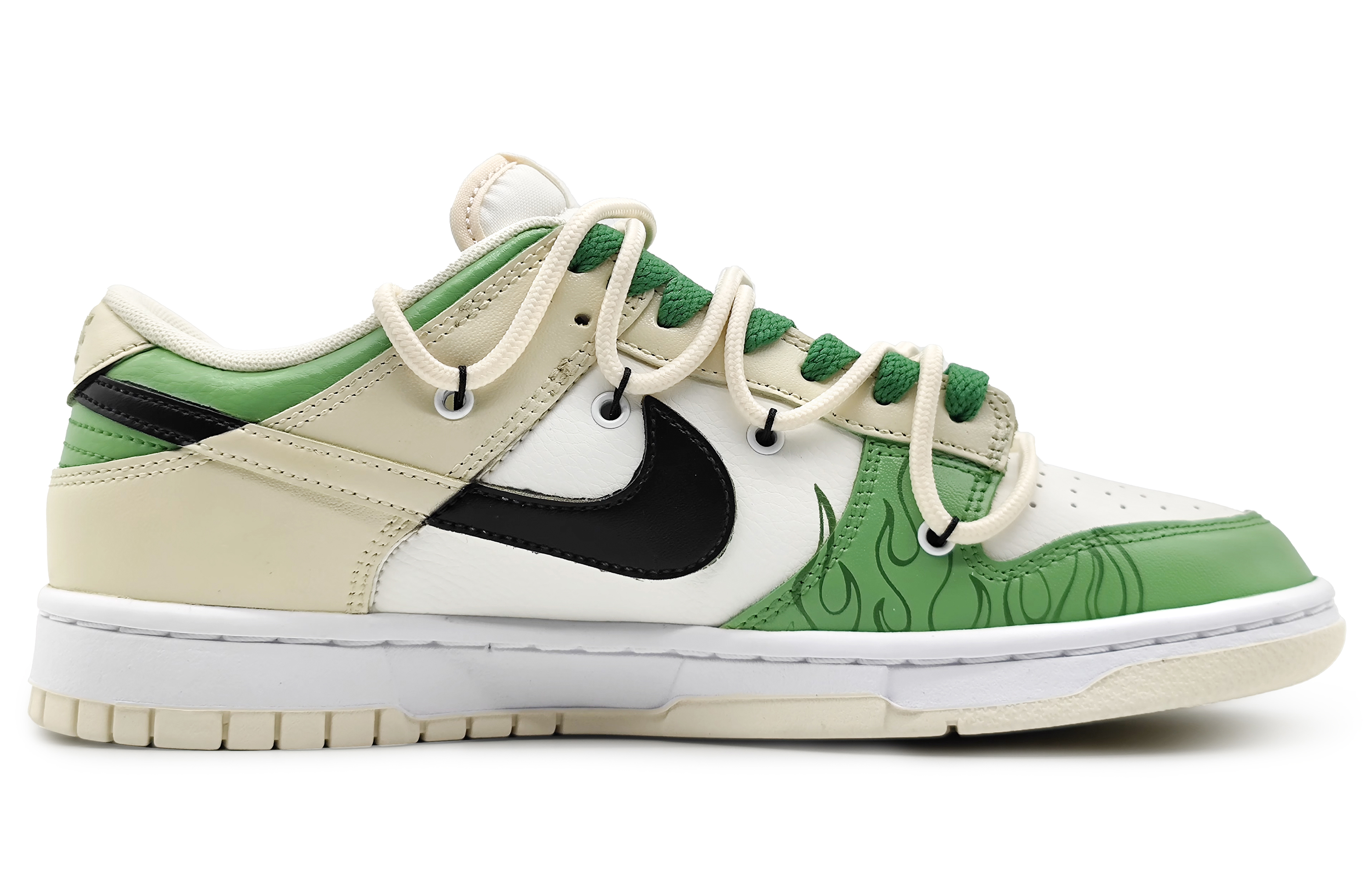 Lookbook 【カスタムシューズ】ナイキ ダンク ロー レトロ 'Flame Thorns 蛍光グリーン' DJ6188-100(Team16-男款火焰荆棘)