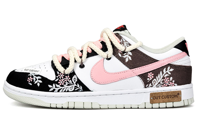 Buy 【客製球鞋】Nike Dunk Low Retro 美式花卉 布藝 花卉 復古 解構 麻繩 舒適百搭 皮標 低筒 板鞋 男款 白棕黑粉