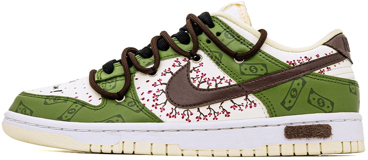 custom-shoes-nike-dunk-low-retro-floral-graffiti-white-green