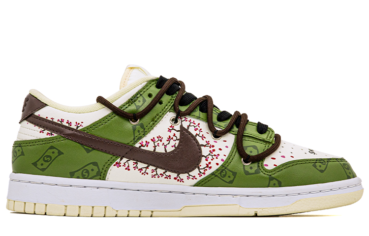 Lookbook 나이키 덩크 로우 레트로 '플로럴 그라피티 화이트-그린' (커스텀) DJ6188-100(Team肆-男款解构美元花卉涂鸦)