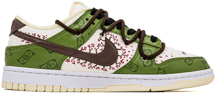 나이키 덩크 로우 레트로 '플로럴 그라피티 화이트-그린' (커스텀) DJ6188-100(Team肆-男款解构美元花卉涂鸦) Lookbook 나이키 덩크 로우 레트로 '플로럴 그라피티 화이트-그린' (커스텀) DJ6188-100(Team肆-男款解构美元花卉涂鸦)